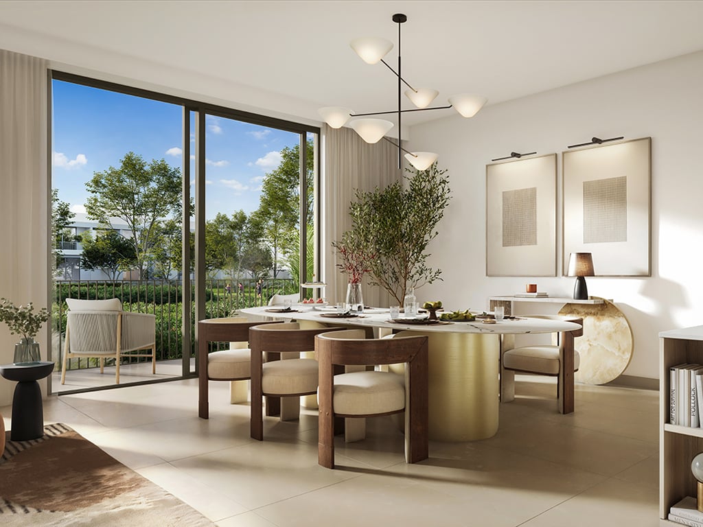 Interior render of an Alva at The Valley townhouse — dining area