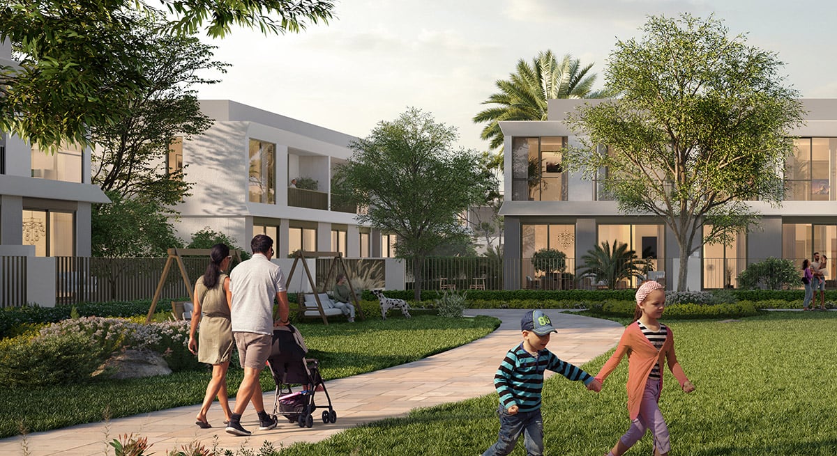 Landscaped walking trails and relaxation zones at Alva at The Valley by Emaar Properties